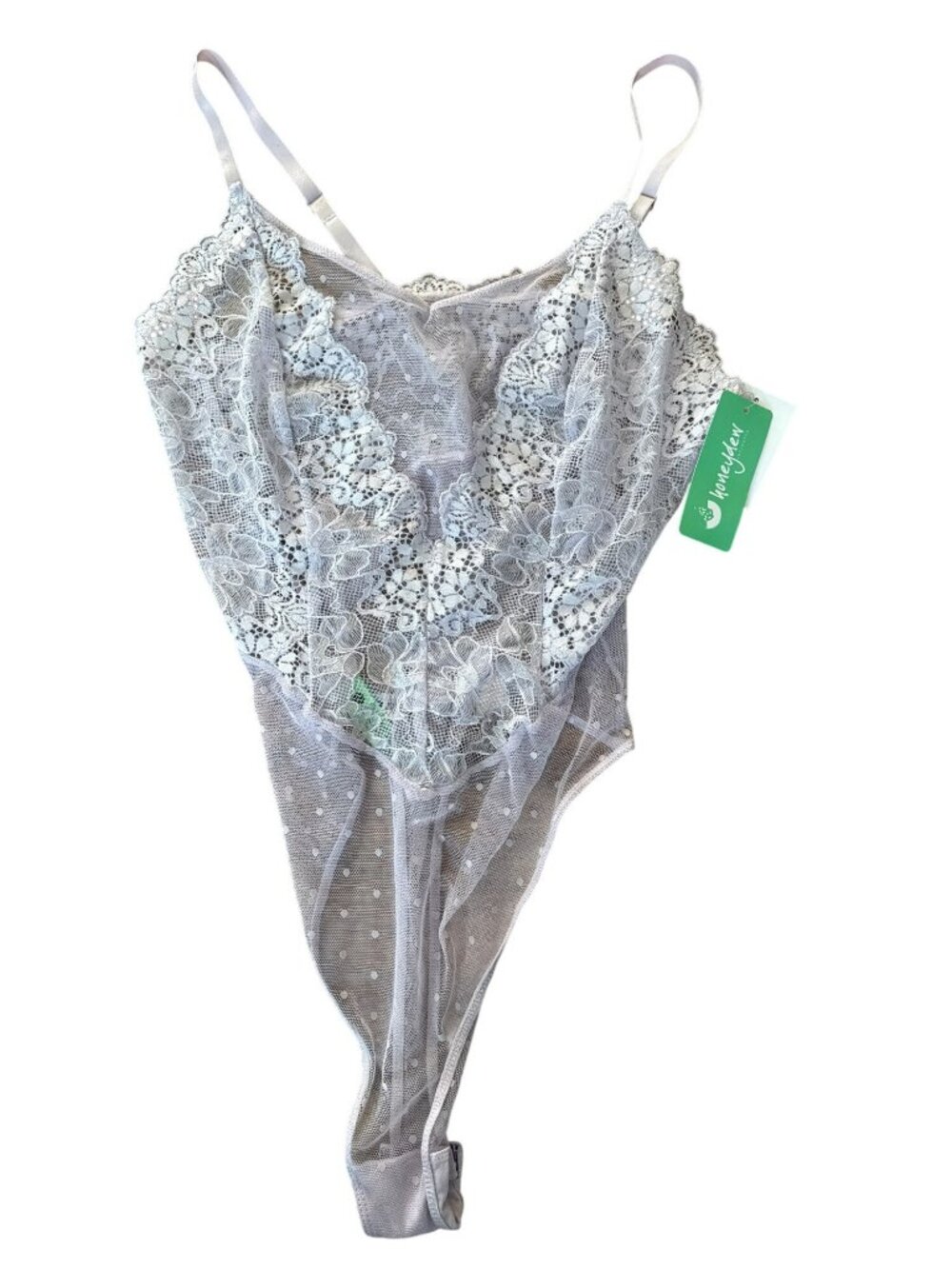 Honeydew Lace Mesh Teddy Thong Bodysuit NWT size Medium Lingerie Purple Lilac